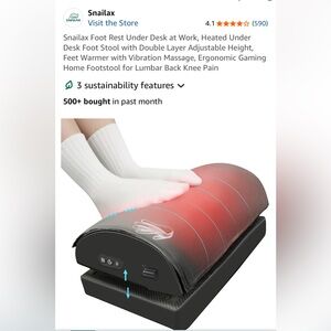 Brand new  NAILA Black Heated Foot Rest with Vibration Massage